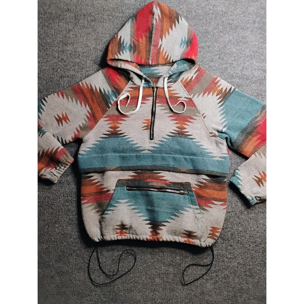 Miss Sparkling Aztec Southwestern Hoodie Pullover Quarter Zip Womens Medium Boho
